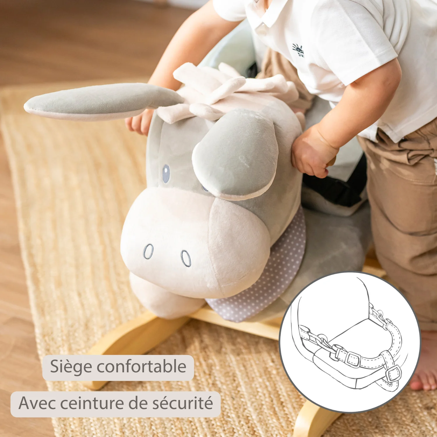 Cappuccino Donkey Rocking Horse – Rocking Toy – Gray and Beige - Image 16