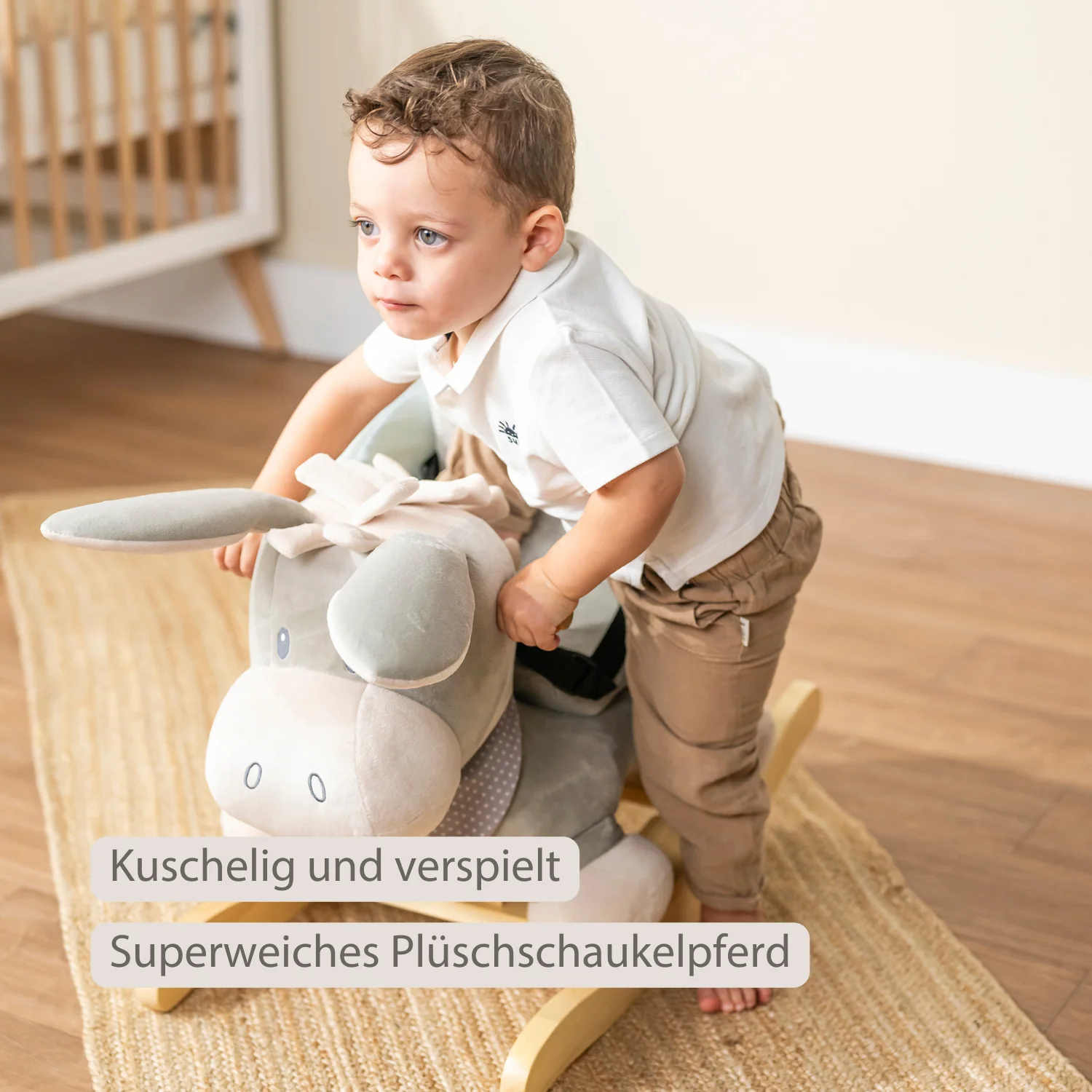 Cappuccino Donkey Rocking Horse – Rocking Toy – Gray and Blue - Image 10