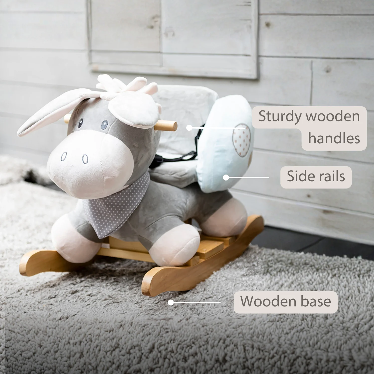 Cappuccino Donkey Rocking Horse – Rocking Toy – Gray and Blue - Image 32