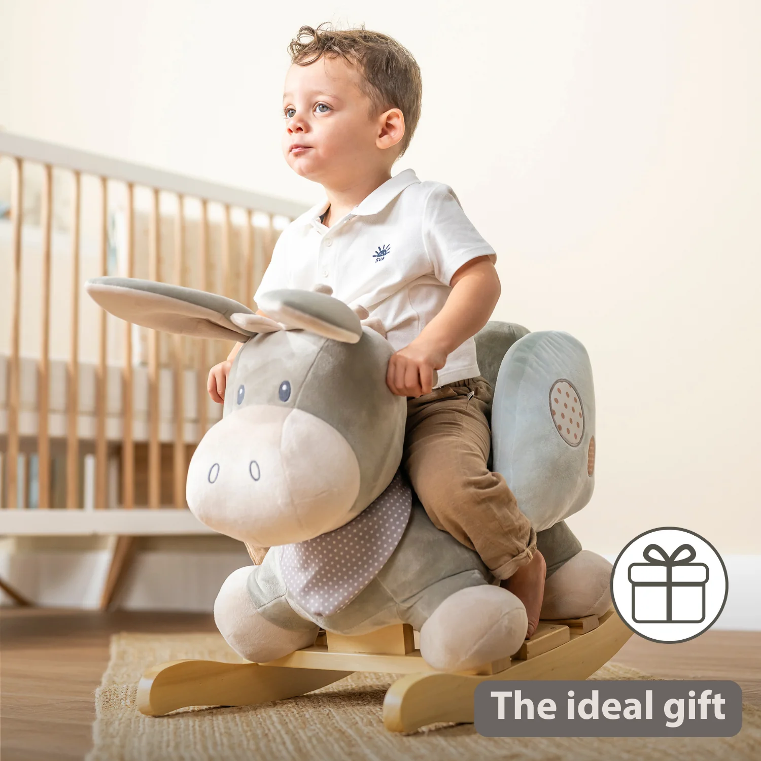 Cappuccino Donkey Rocking Horse – Rocking Toy – Gray and Blue - Image 35