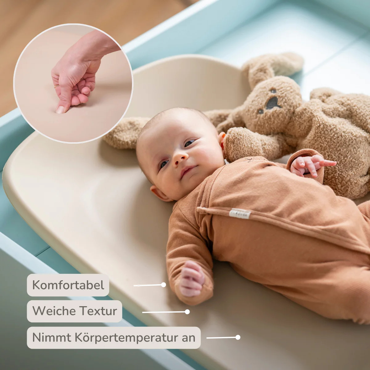 Softy Changing Mat - Changing Pad 50x70 cm - Changing Cushion Beige - Image 17