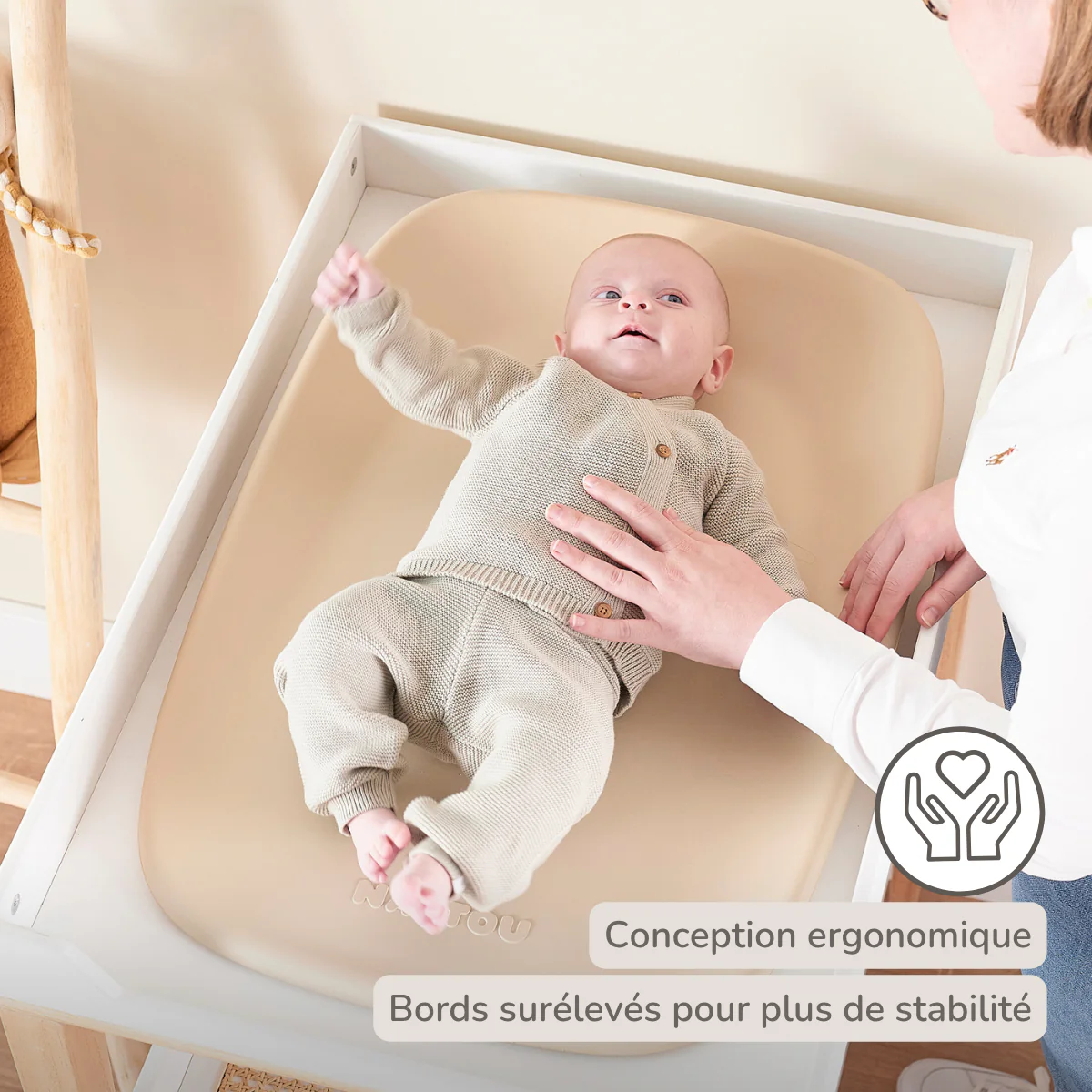 Softy Changing Mat - Changing Pad 50x70 cm - Changing Cushion Beige - Image 28