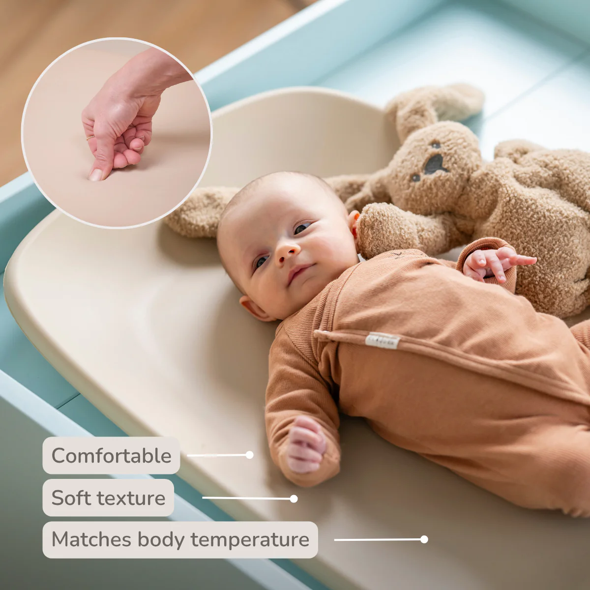 Softy Changing Mat - Changing Pad 50x70 cm - Changing Cushion Beige - Image 3