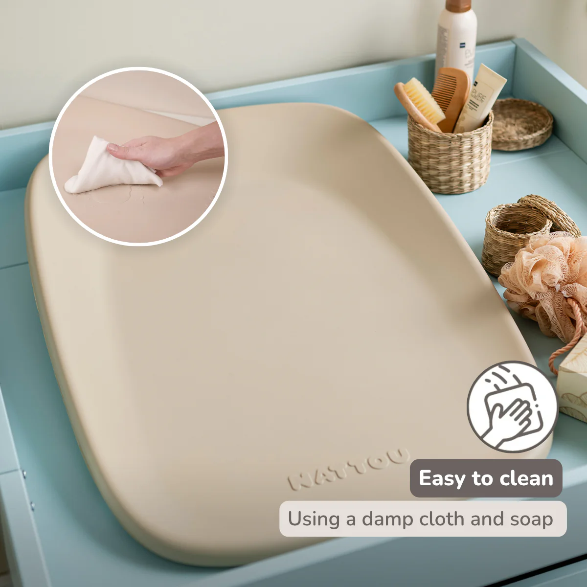Softy Changing Mat - Changing Pad 50x70 cm - Changing Cushion Beige - Image 6