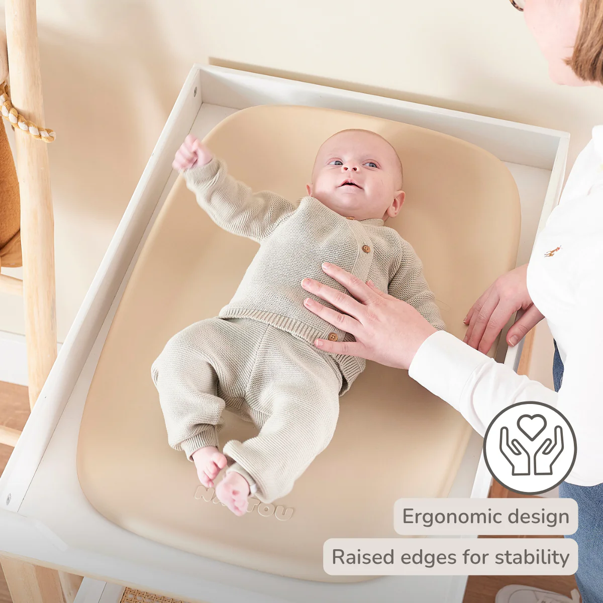 Softy Changing Mat - Changing Pad 50x70 cm - Changing Cushion Beige - Image 7