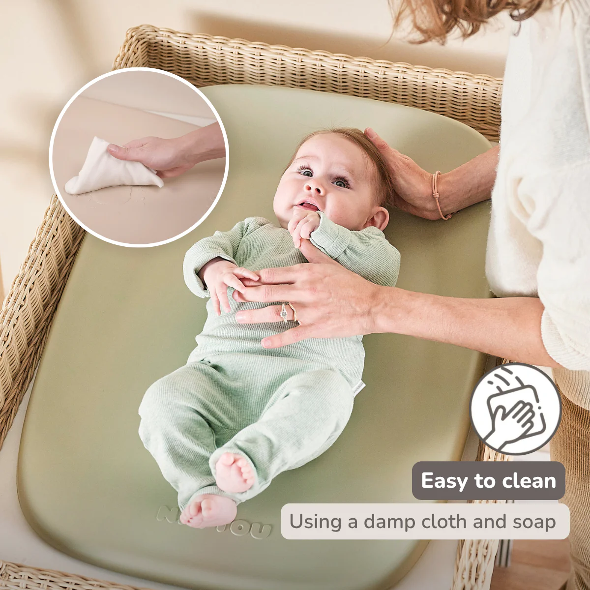 Softy Changing Mat - Changing Pad 50x70 cm - Green Changing Cushion - Image 6