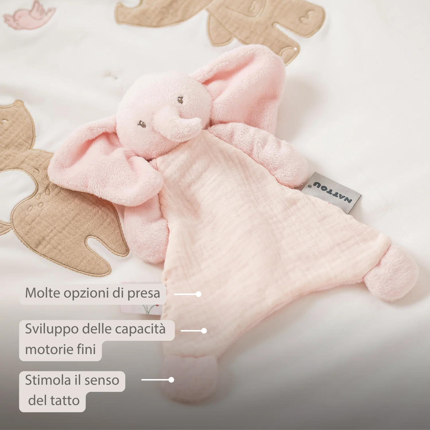 FanFan Baby Comfort Blanket - 25 x 20 cm - Elephant Doudou - Pink - Image 10