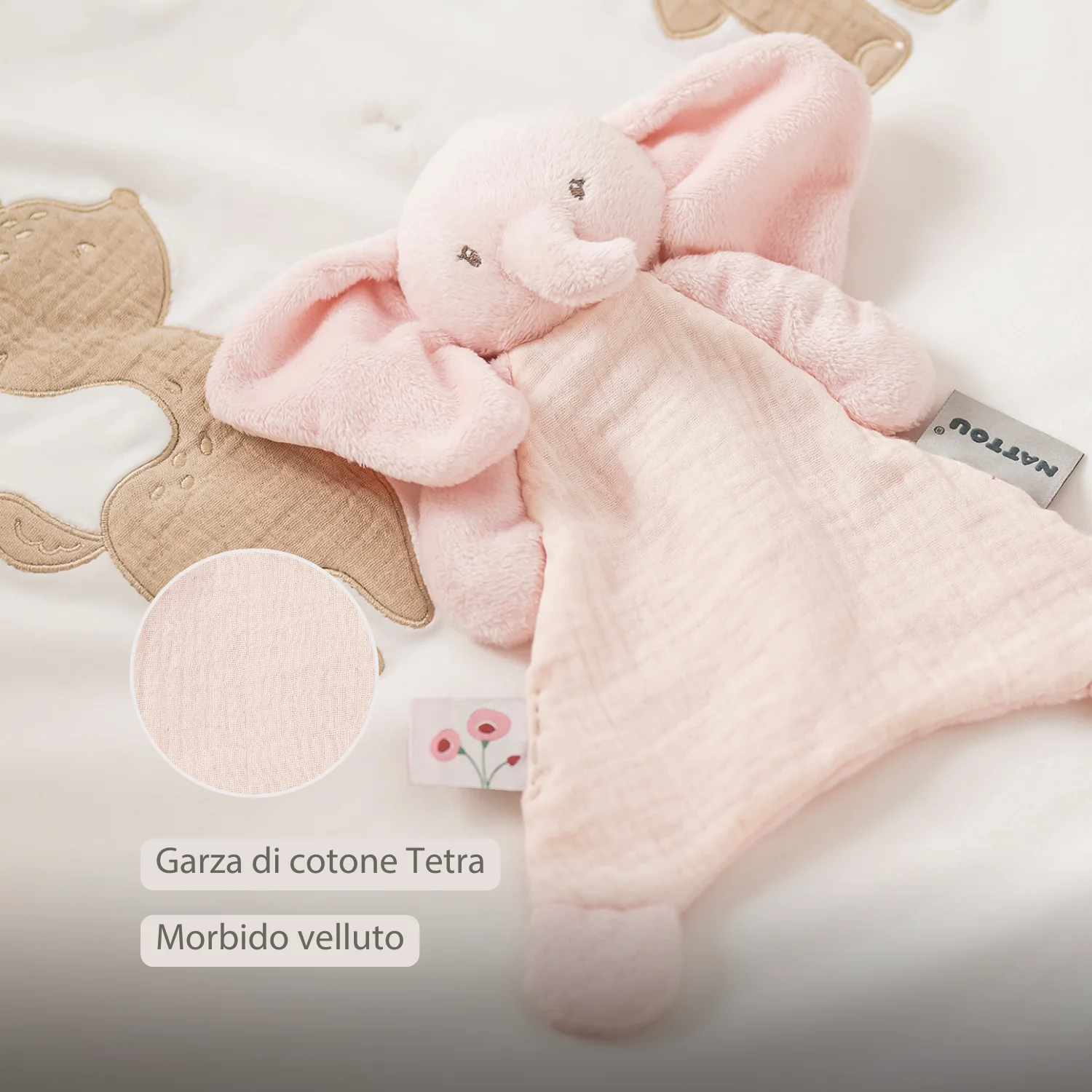 FanFan Baby Comfort Blanket - 25 x 20 cm - Elephant Doudou - Pink - Image 12