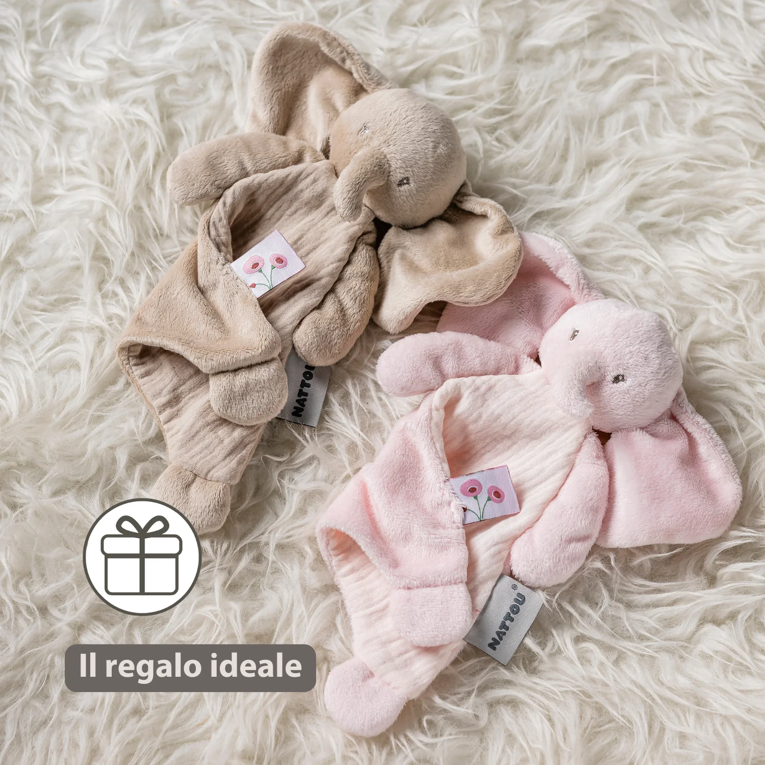FanFan Baby Comfort Blanket - 25 x 20 cm - Elephant Doudou - Pink - Image 14