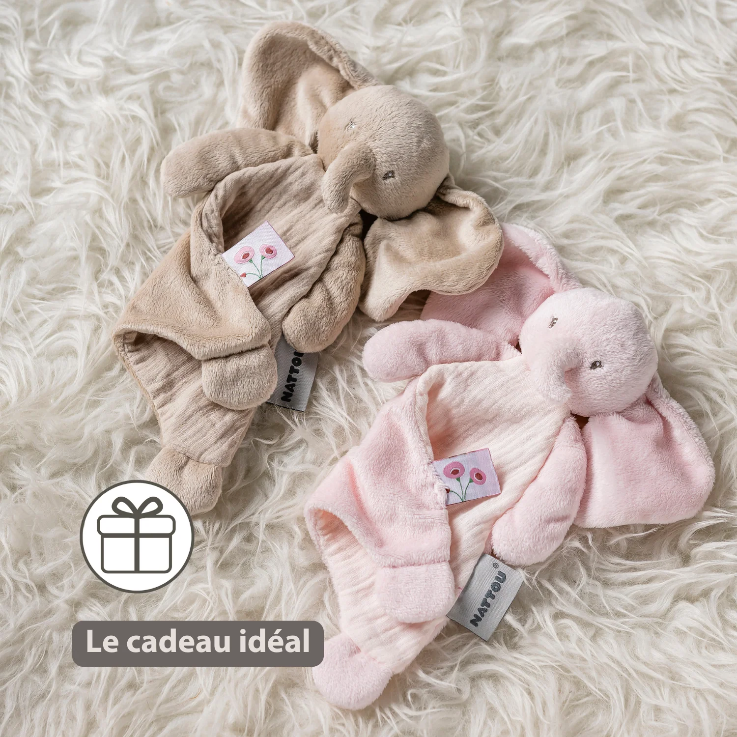 FanFan Baby Comfort Blanket - 25 x 20 cm - Elephant Doudou - Pink - Image 21