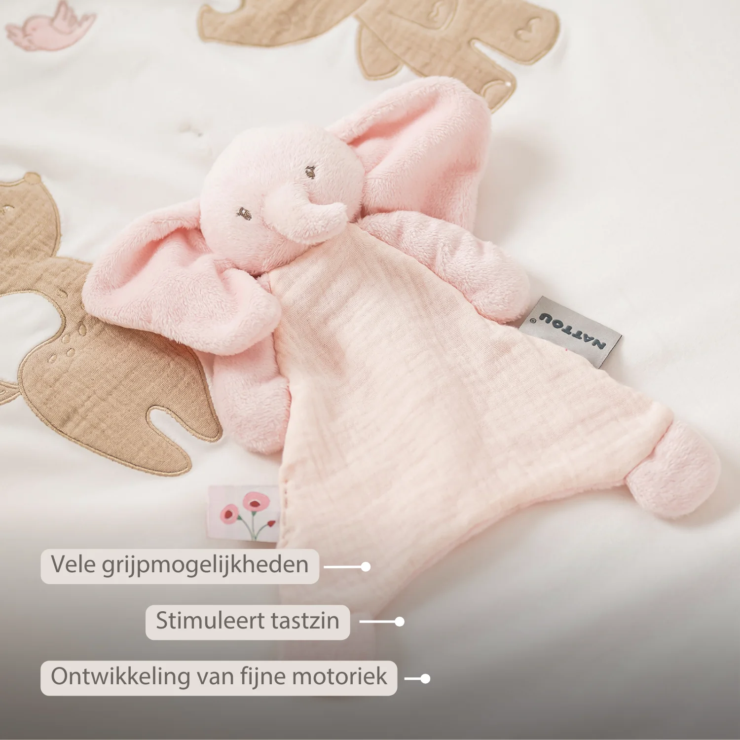 FanFan Baby Comfort Blanket - 25 x 20 cm - Elephant Doudou - Pink - Image 24