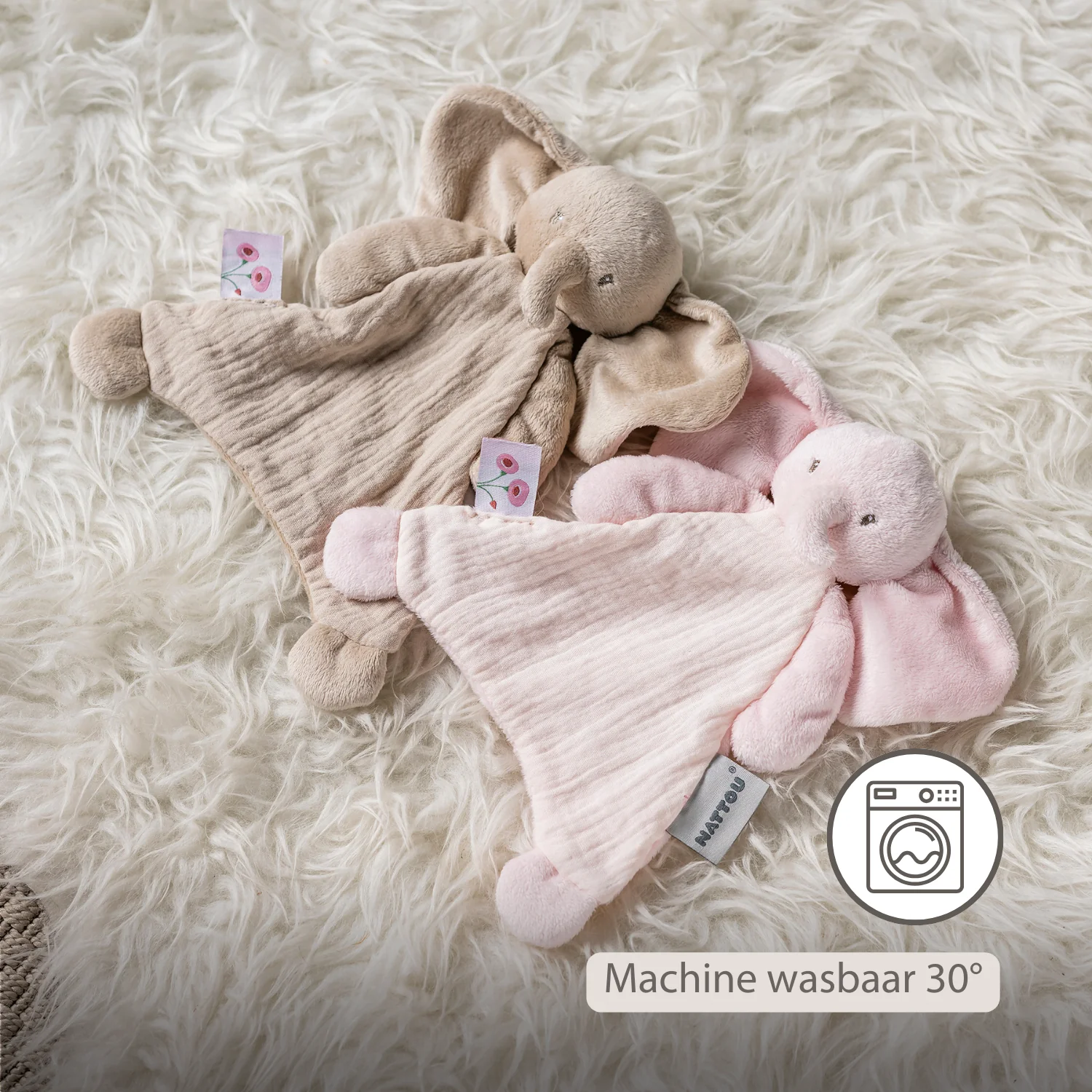 FanFan Baby Comfort Blanket - 25 x 20 cm - Elephant Doudou - Pink - Image 25