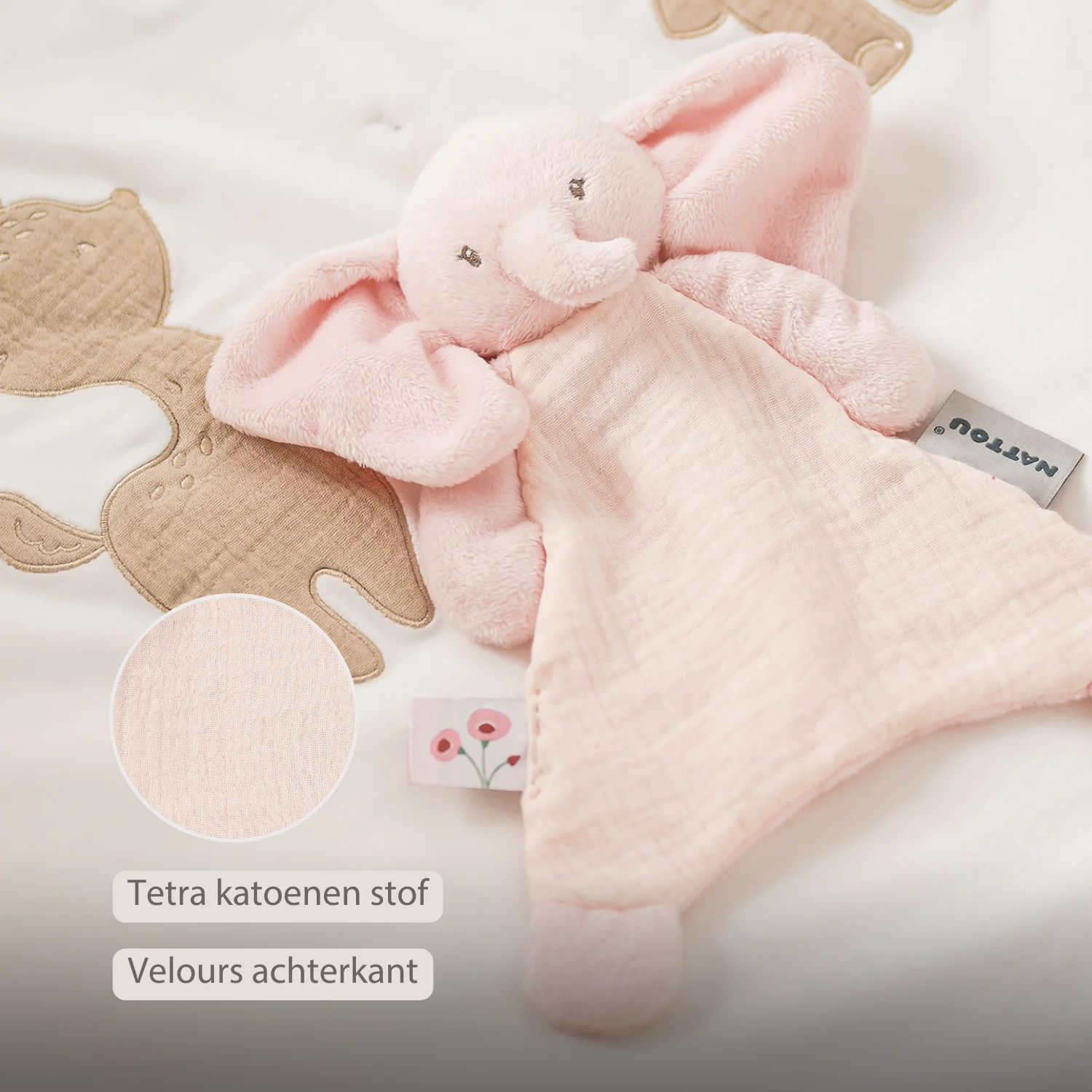 FanFan Baby Comfort Blanket - 25 x 20 cm - Elephant Doudou - Pink - Image 26