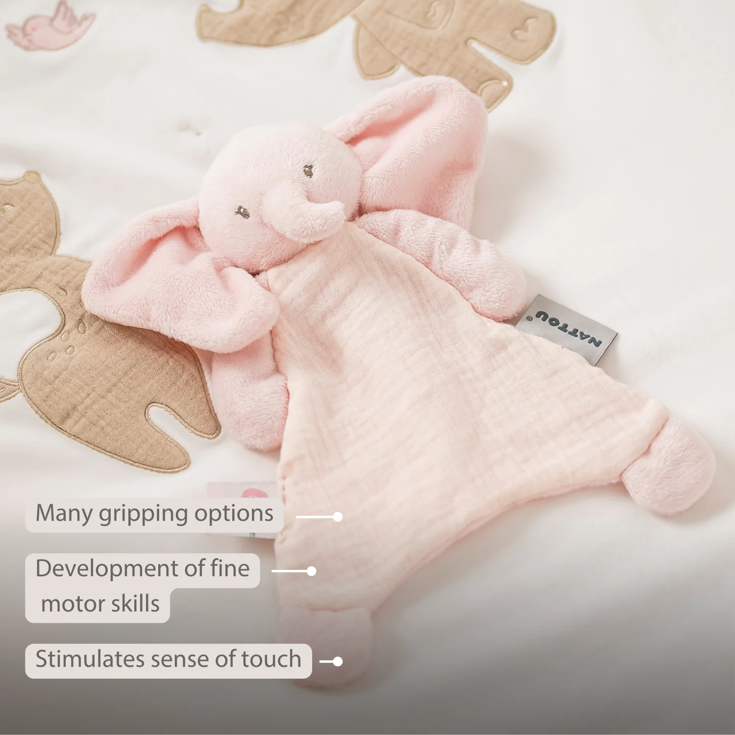 FanFan Baby Comfort Blanket - 25 x 20 cm - Elephant Doudou - Pink - Image 31