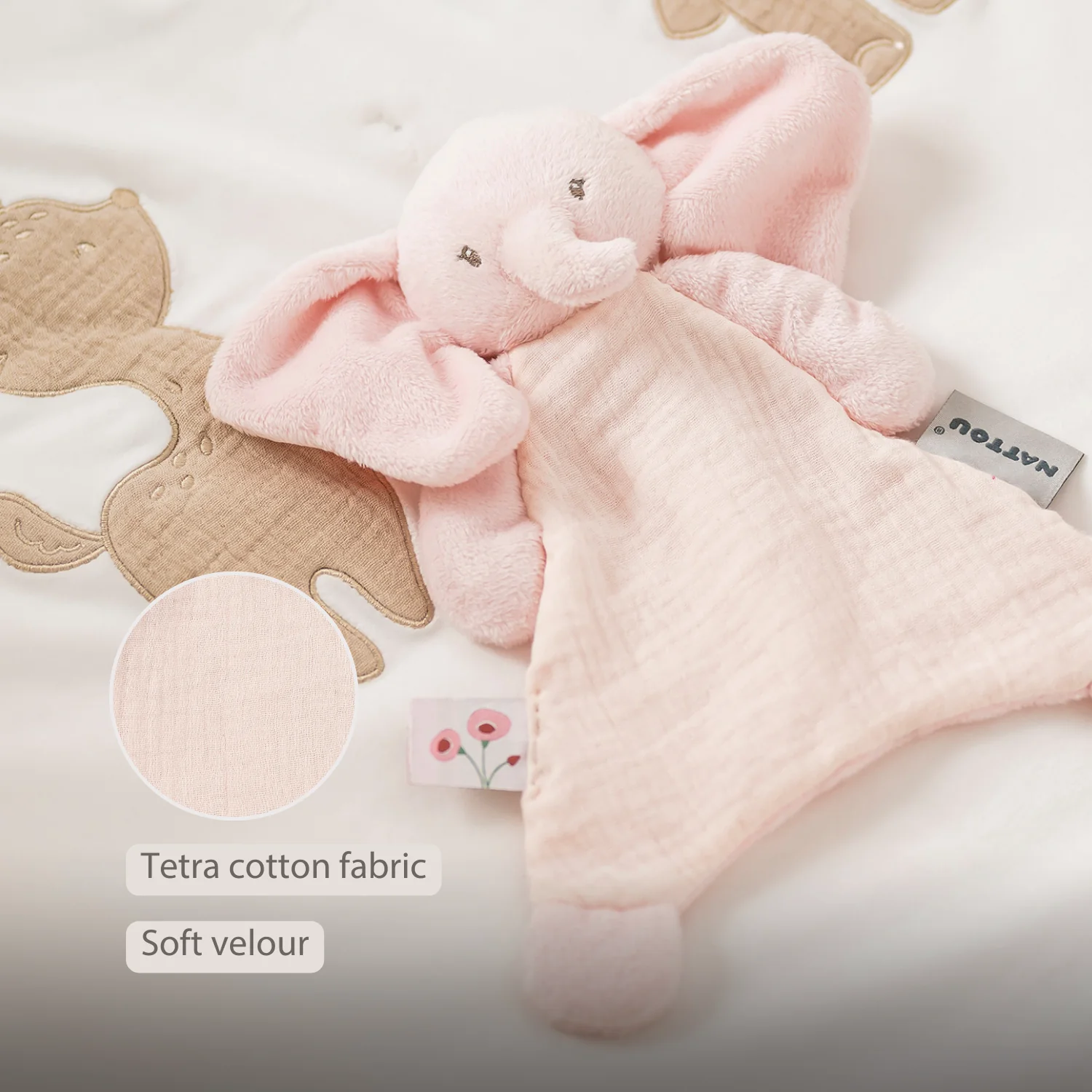 FanFan Baby Comfort Blanket - 25 x 20 cm - Elephant Doudou - Pink - Image 33