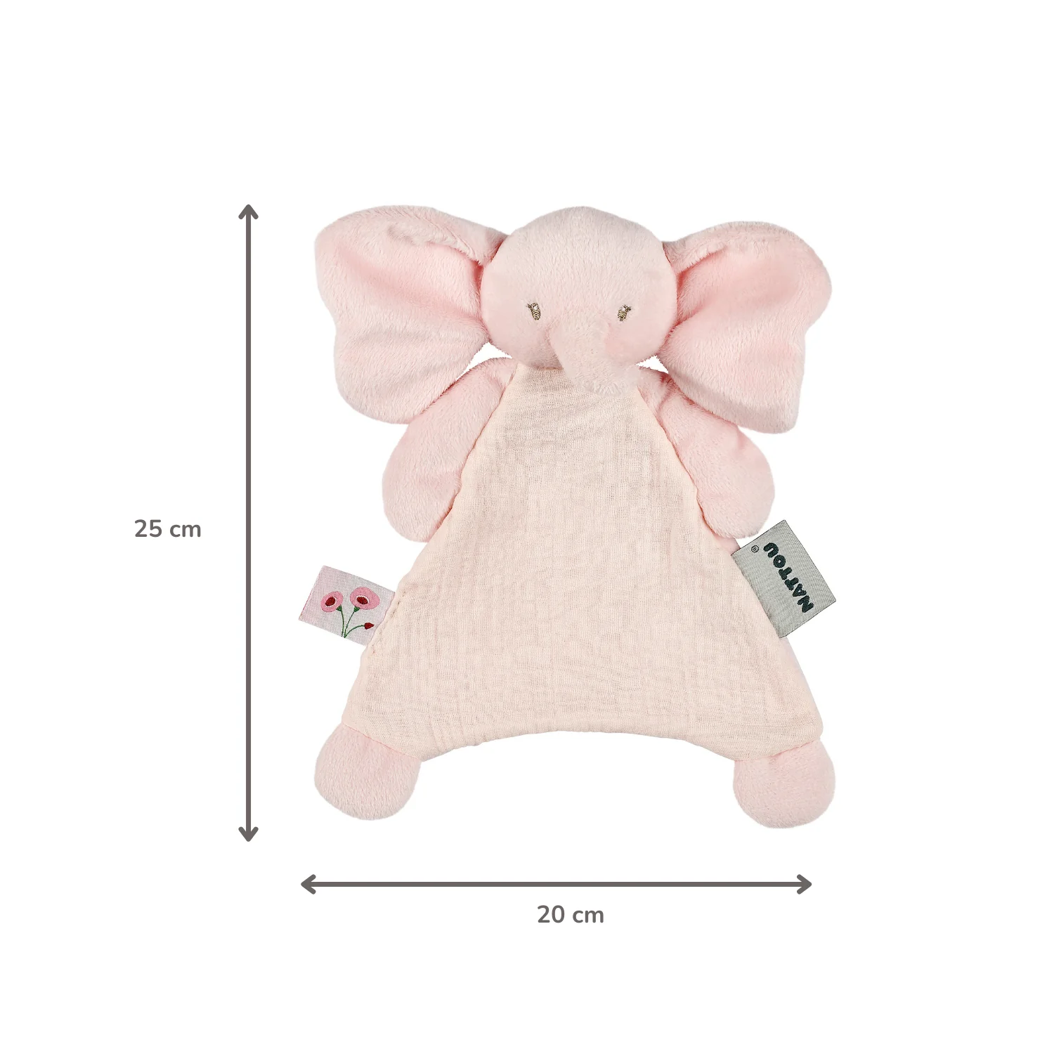 FanFan Baby Comfort Blanket - 25 x 20 cm - Elephant Doudou - Pink - Image 34