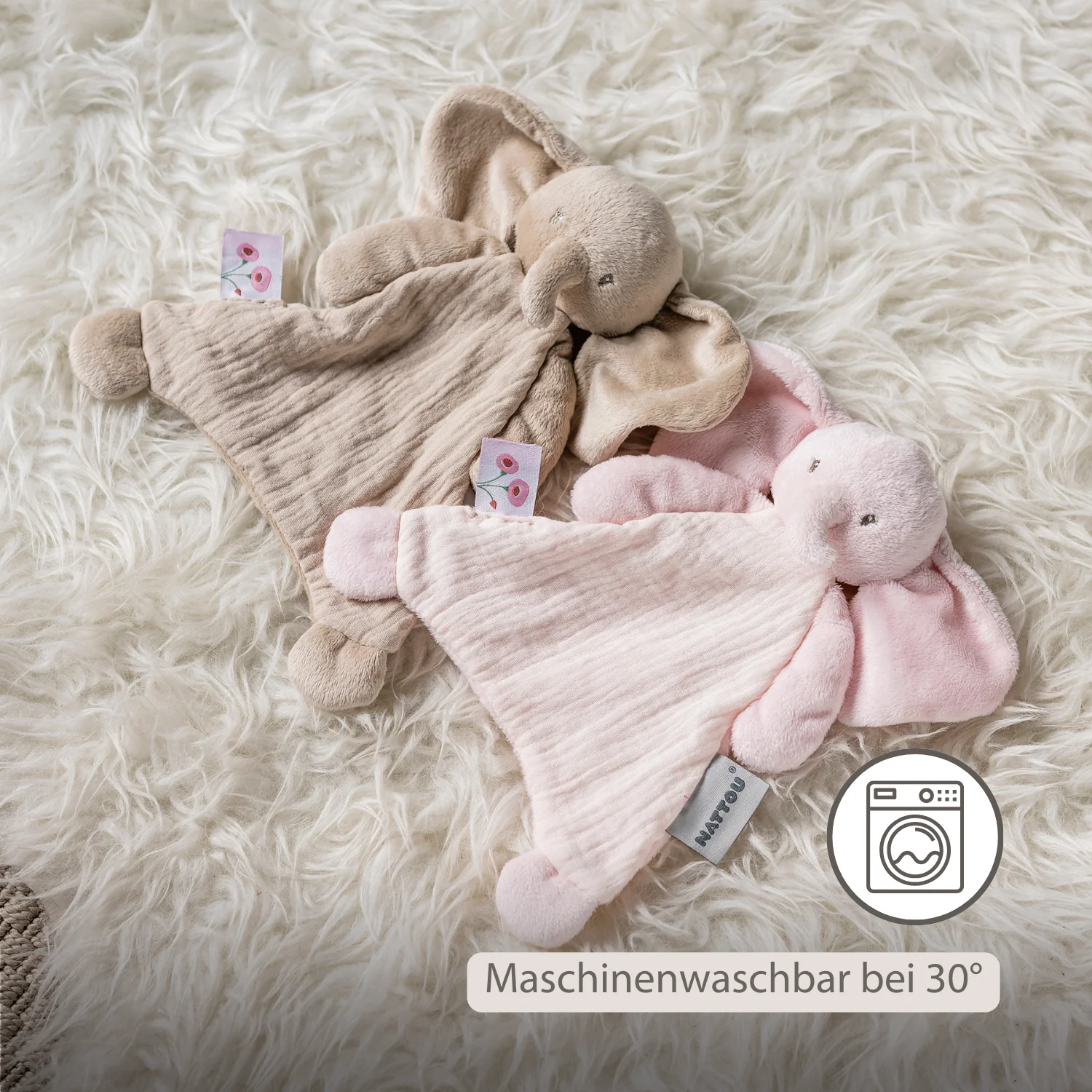 FanFan Baby Comfort Blanket - 25 x 20 cm - Elephant Doudou - Pink - Image 4