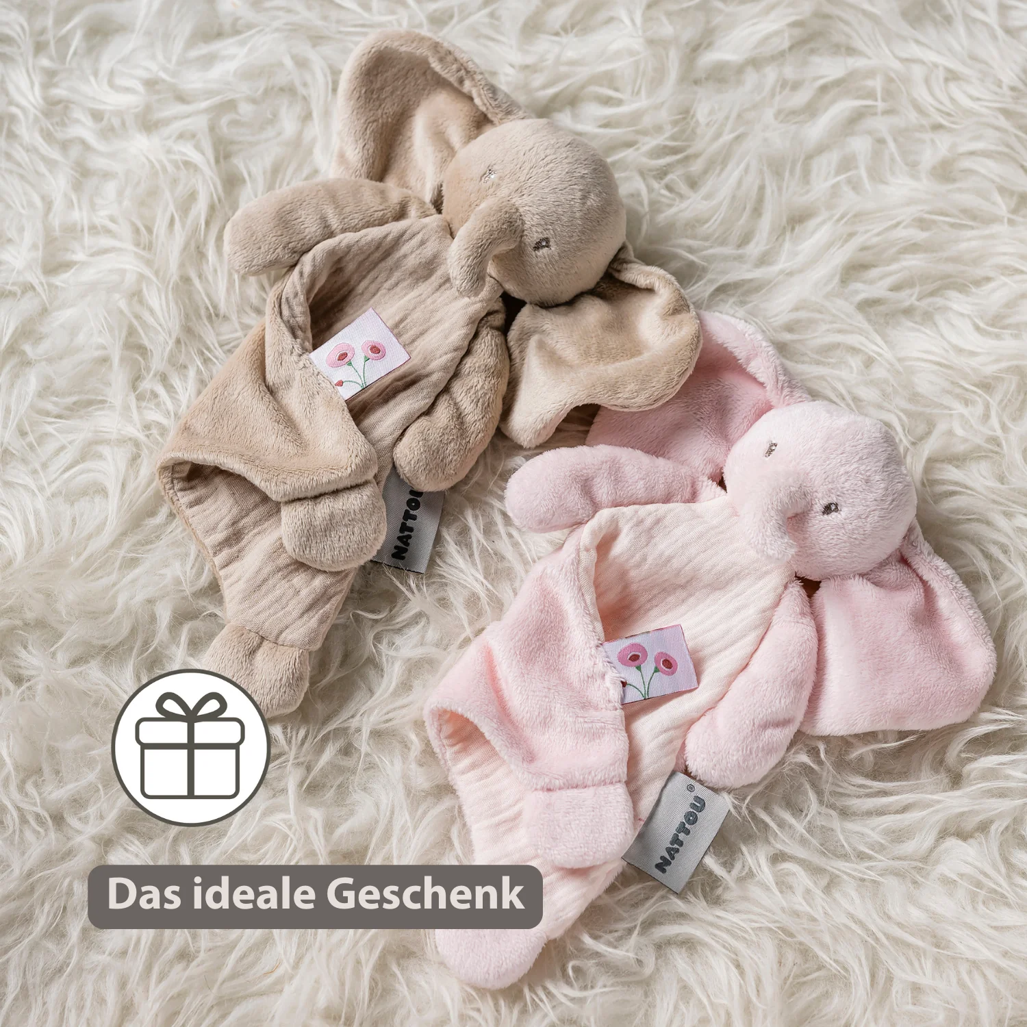 FanFan Baby Comfort Blanket - 25 x 20 cm - Elephant Doudou - Pink - Image 7