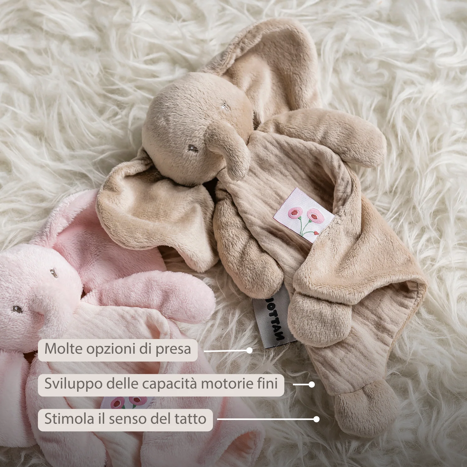 FanFan Baby Comfort Blanket - 25 x 20 cm - Elephant Doudou - Sand - Image 10