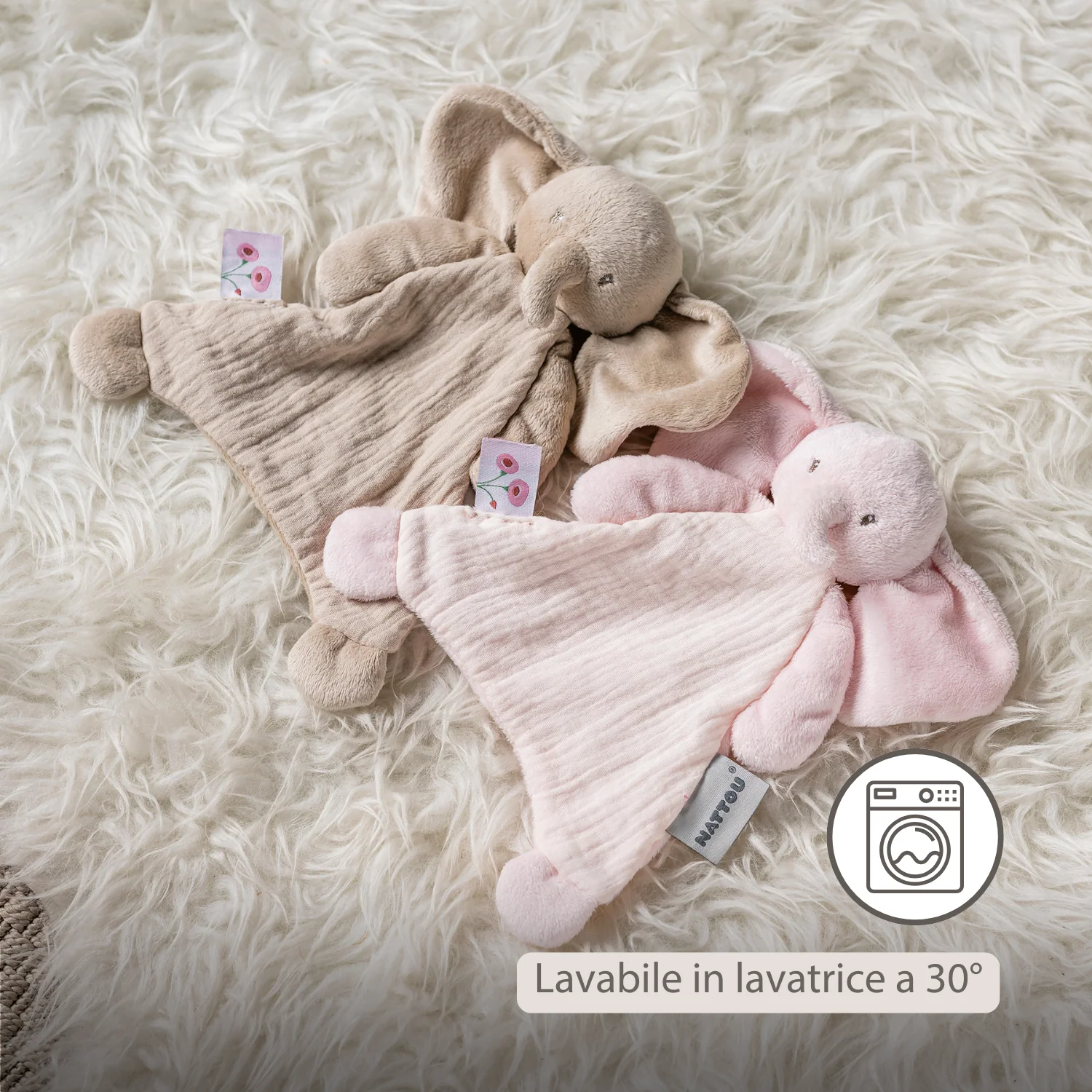 FanFan Baby Comfort Blanket - 25 x 20 cm - Elephant Doudou - Sand - Image 11