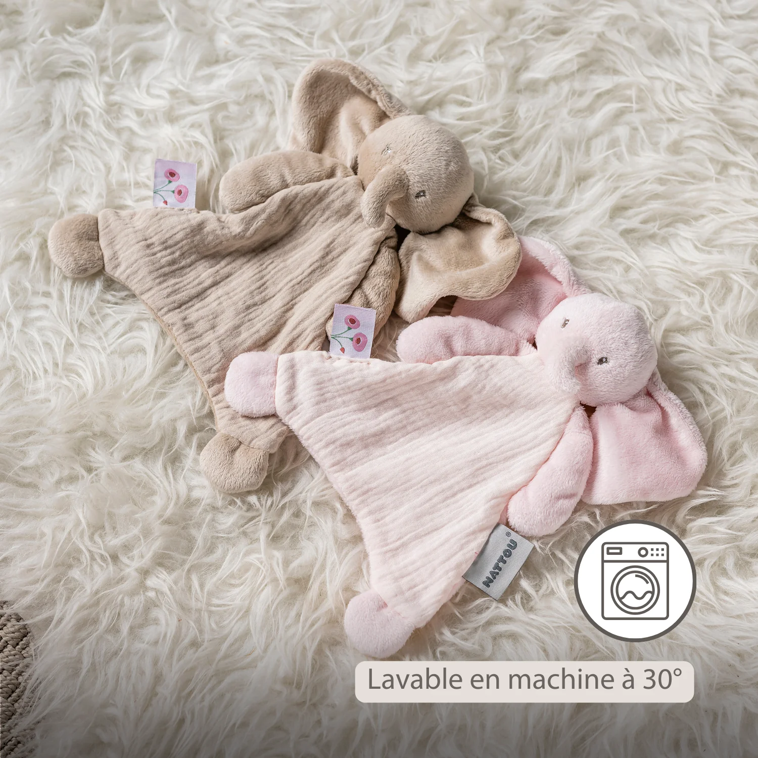 FanFan Baby Comfort Blanket - 25 x 20 cm - Elephant Doudou - Sand - Image 18