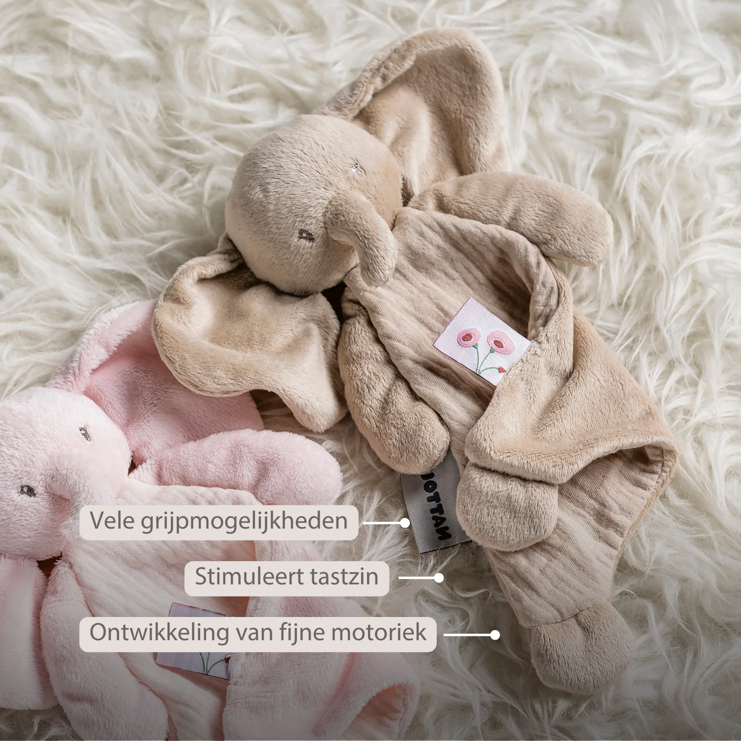 FanFan Baby Comfort Blanket - 25 x 20 cm - Elephant Doudou - Sand - Image 24