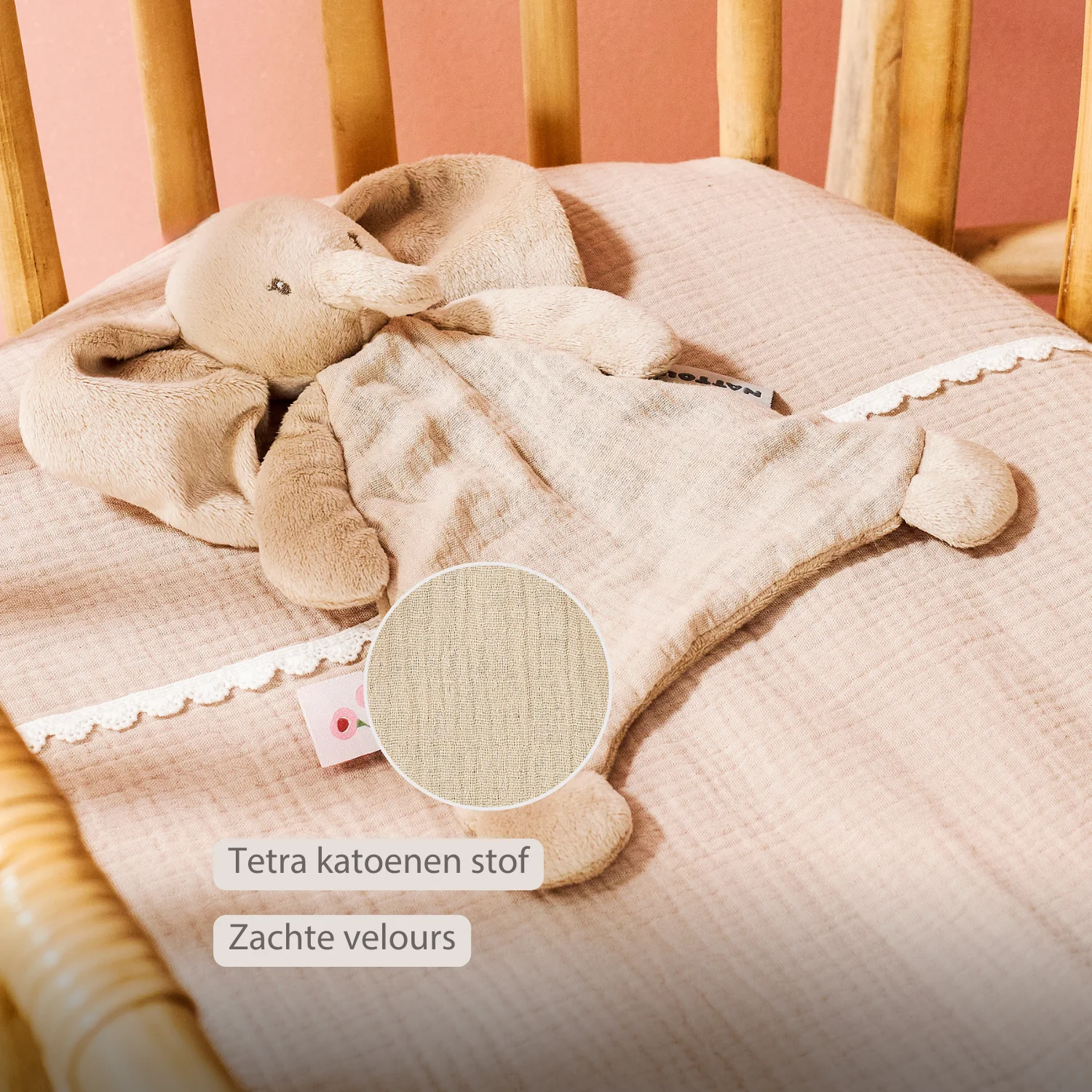 FanFan Baby Comfort Blanket - 25 x 20 cm - Elephant Doudou - Sand - Image 26