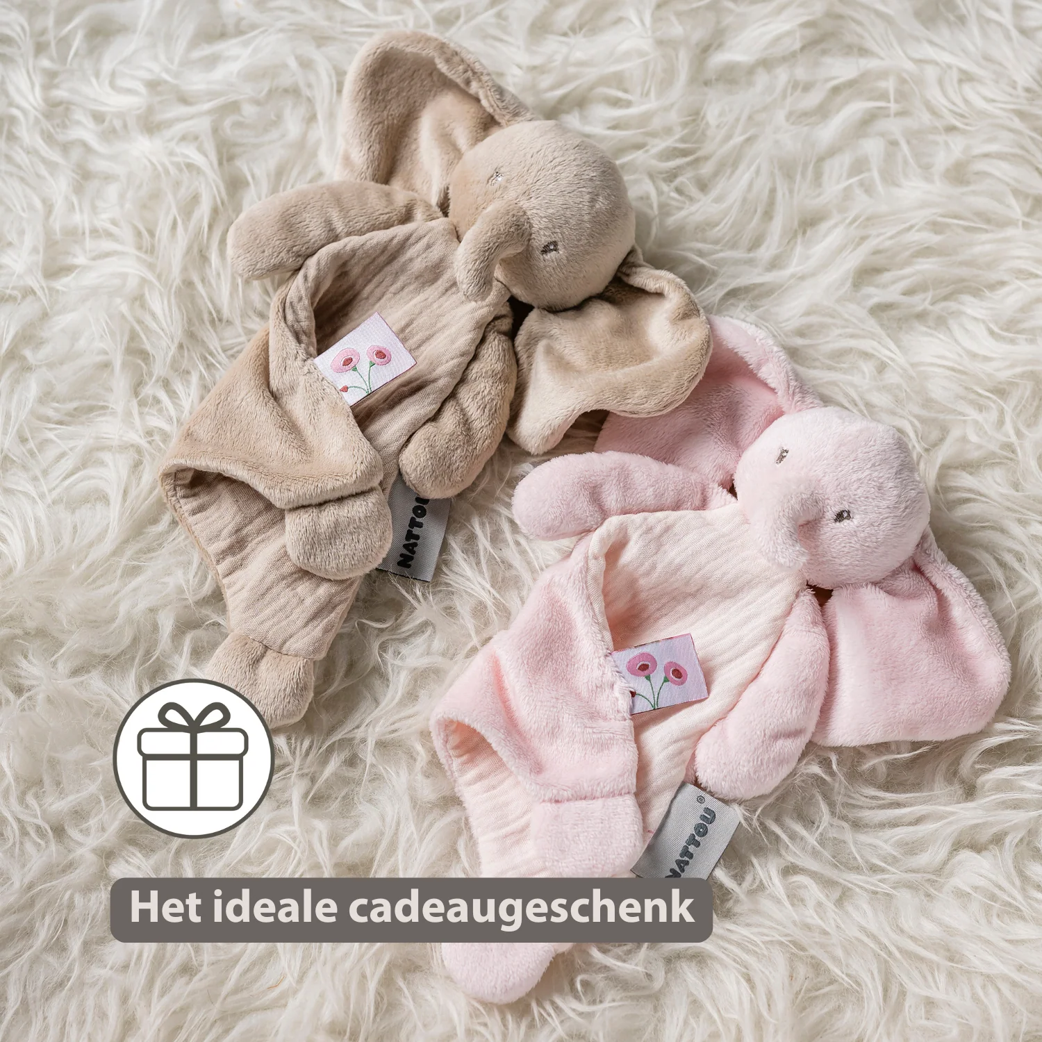 FanFan Baby Comfort Blanket - 25 x 20 cm - Elephant Doudou - Sand - Image 28