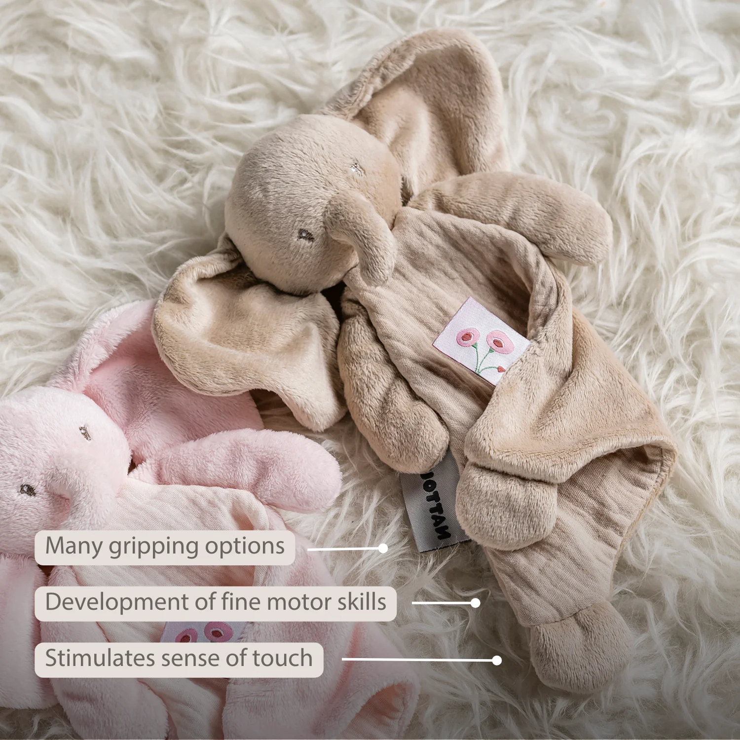 FanFan Baby Comfort Blanket - 25 x 20 cm - Elephant Doudou - Sand - Image 31