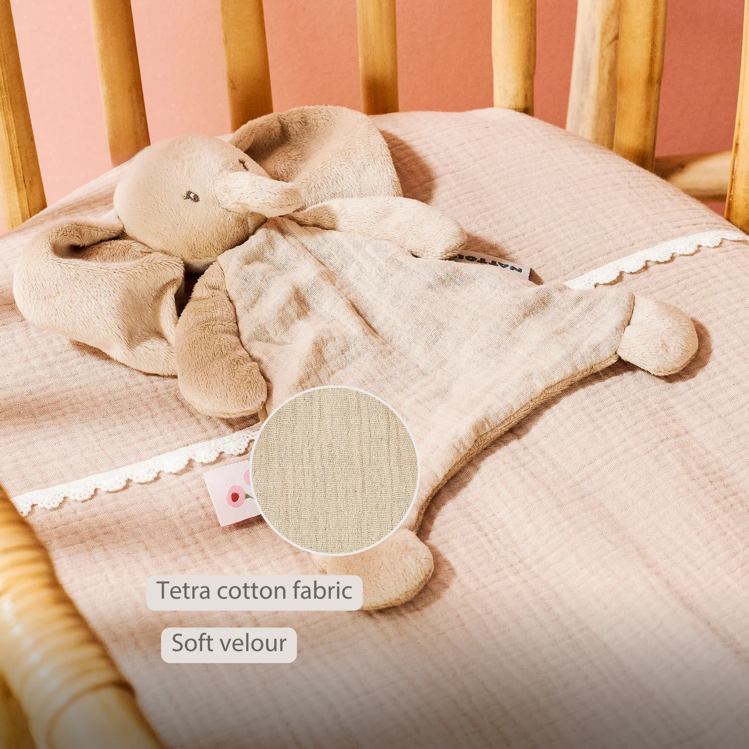 FanFan Baby Comfort Blanket - 25 x 20 cm - Elephant Doudou - Sand - Image 33