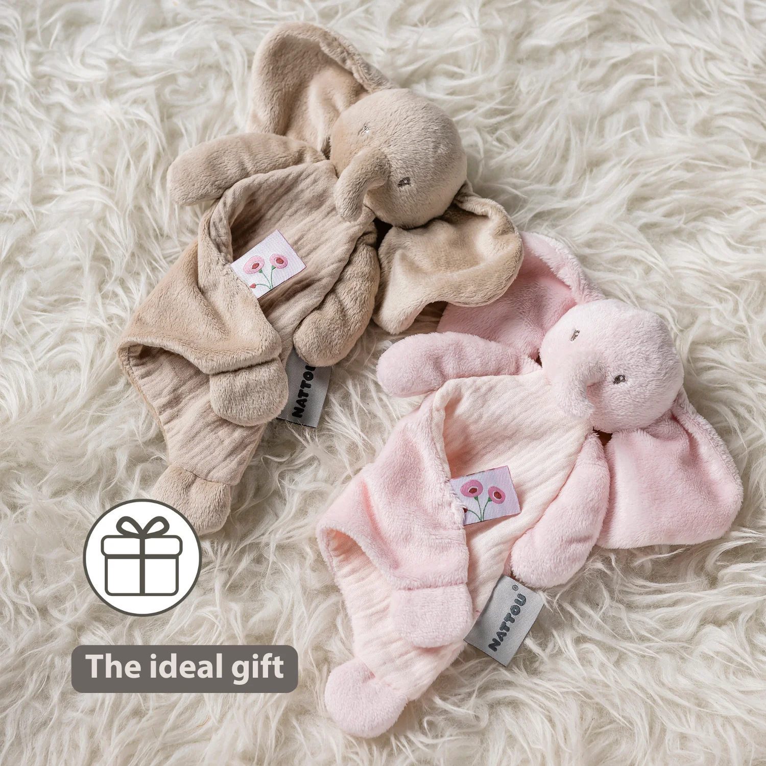 FanFan Baby Comfort Blanket - 25 x 20 cm - Elephant Doudou - Sand - Image 35