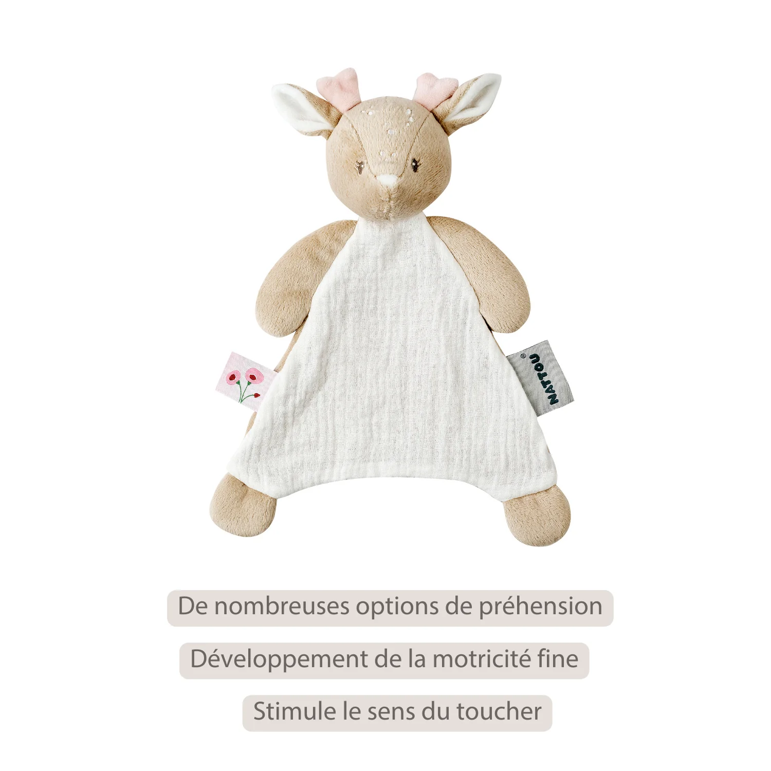 FanFan Baby Comforter - 25 x 20 cm - Deer Doudou - Beige - Image 13