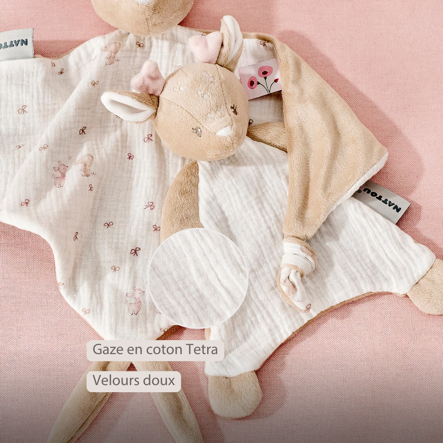 FanFan Baby Comforter - 25 x 20 cm - Deer Doudou - Beige - Image 14