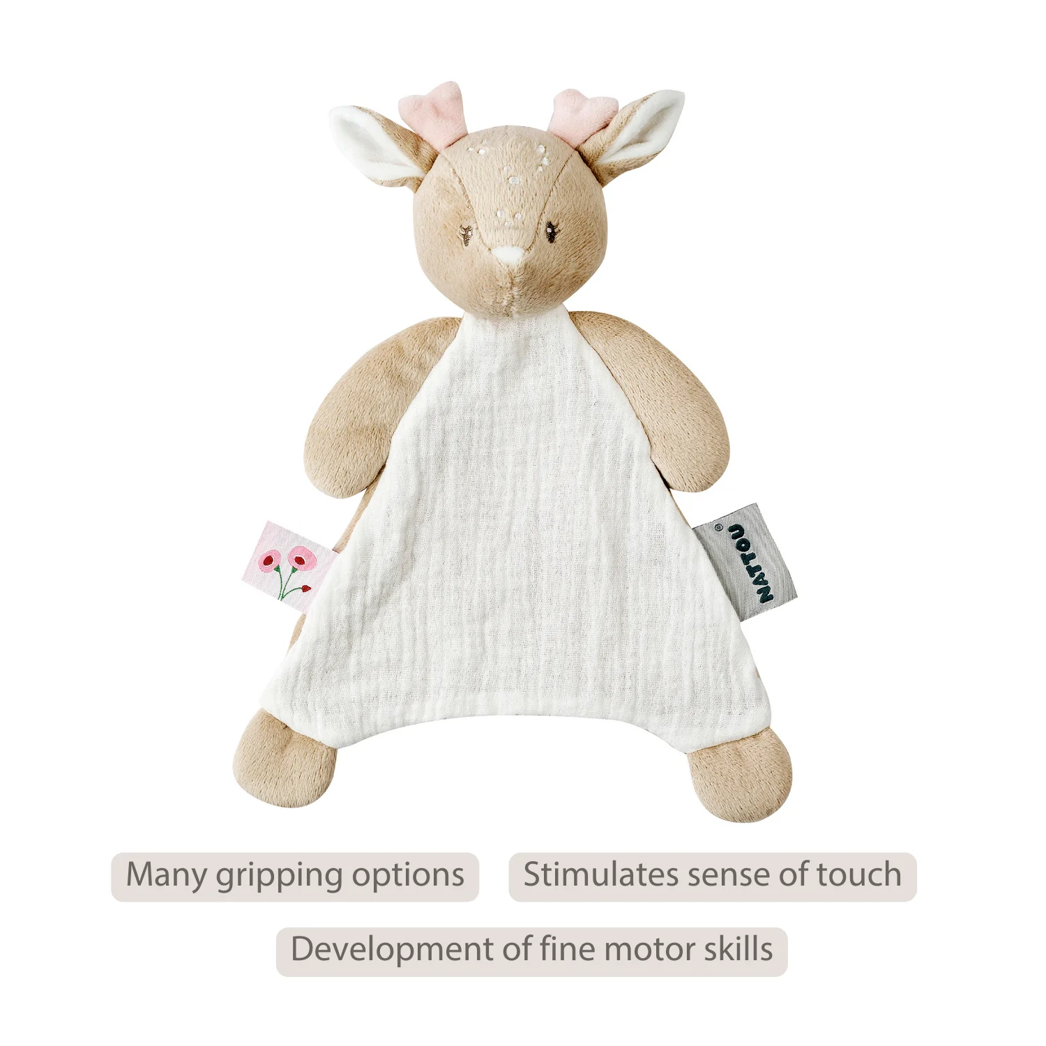 FanFan Baby Comforter - 25 x 20 cm - Deer Doudou - Beige - Image 23