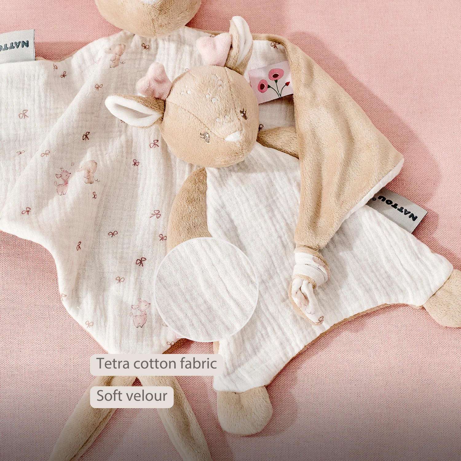 FanFan Baby Comforter - 25 x 20 cm - Deer Doudou - Beige - Image 24