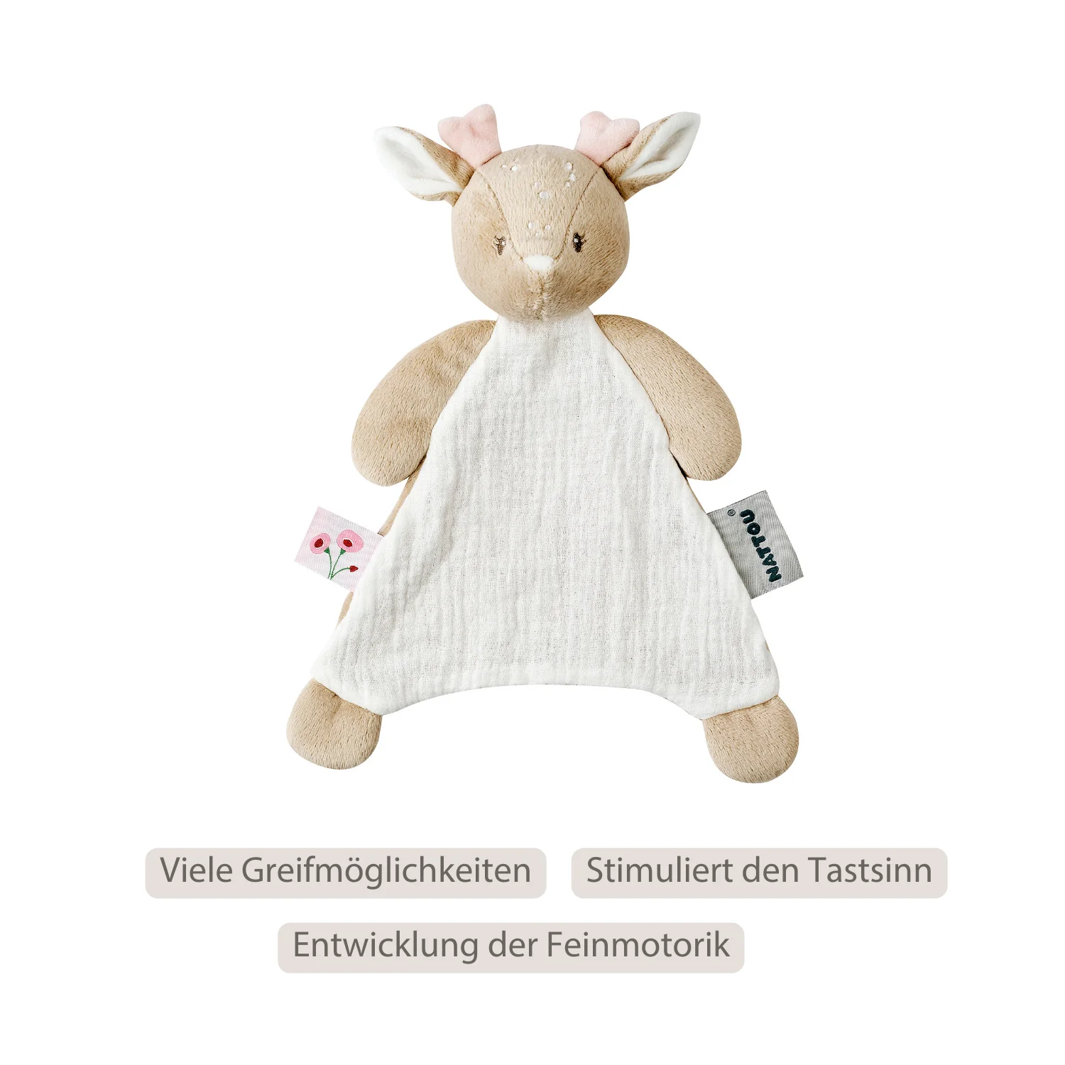 FanFan Baby Comforter - 25 x 20 cm - Deer Doudou - Beige - Image 3