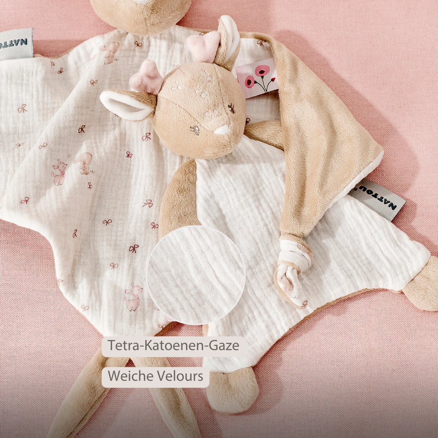 FanFan Baby Comforter - 25 x 20 cm - Deer Doudou - Beige - Image 4