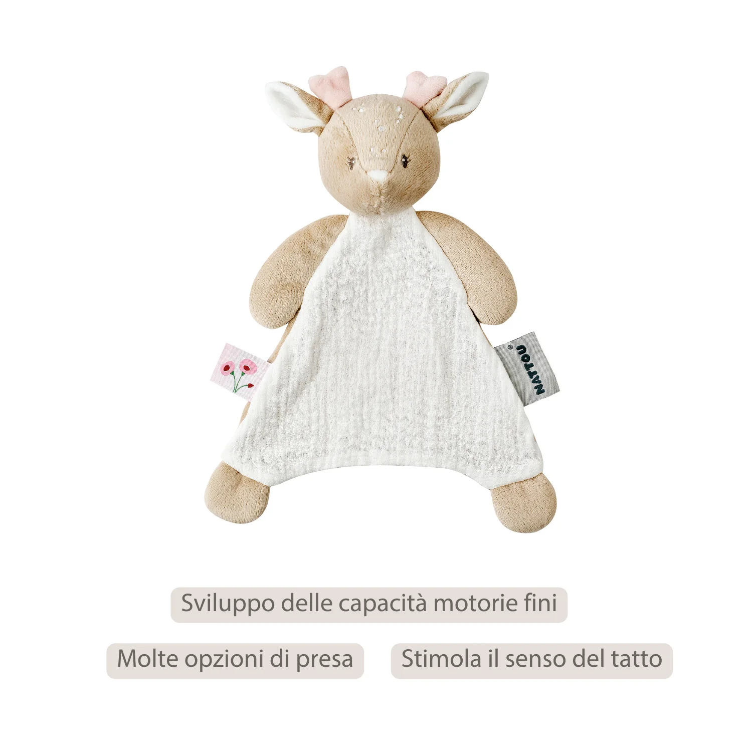 FanFan Baby Comforter - 25 x 20 cm - Deer Doudou - Beige - Image 8