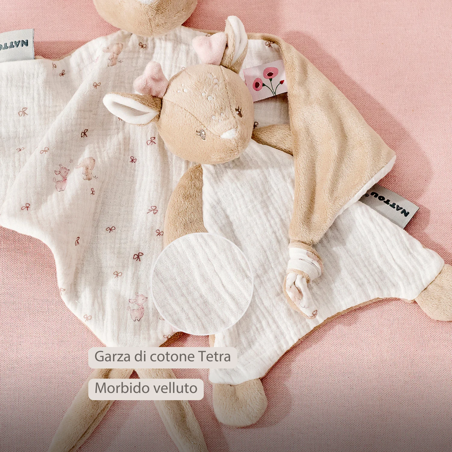 FanFan Baby Comforter - 25 x 20 cm - Deer Doudou - Beige - Image 9