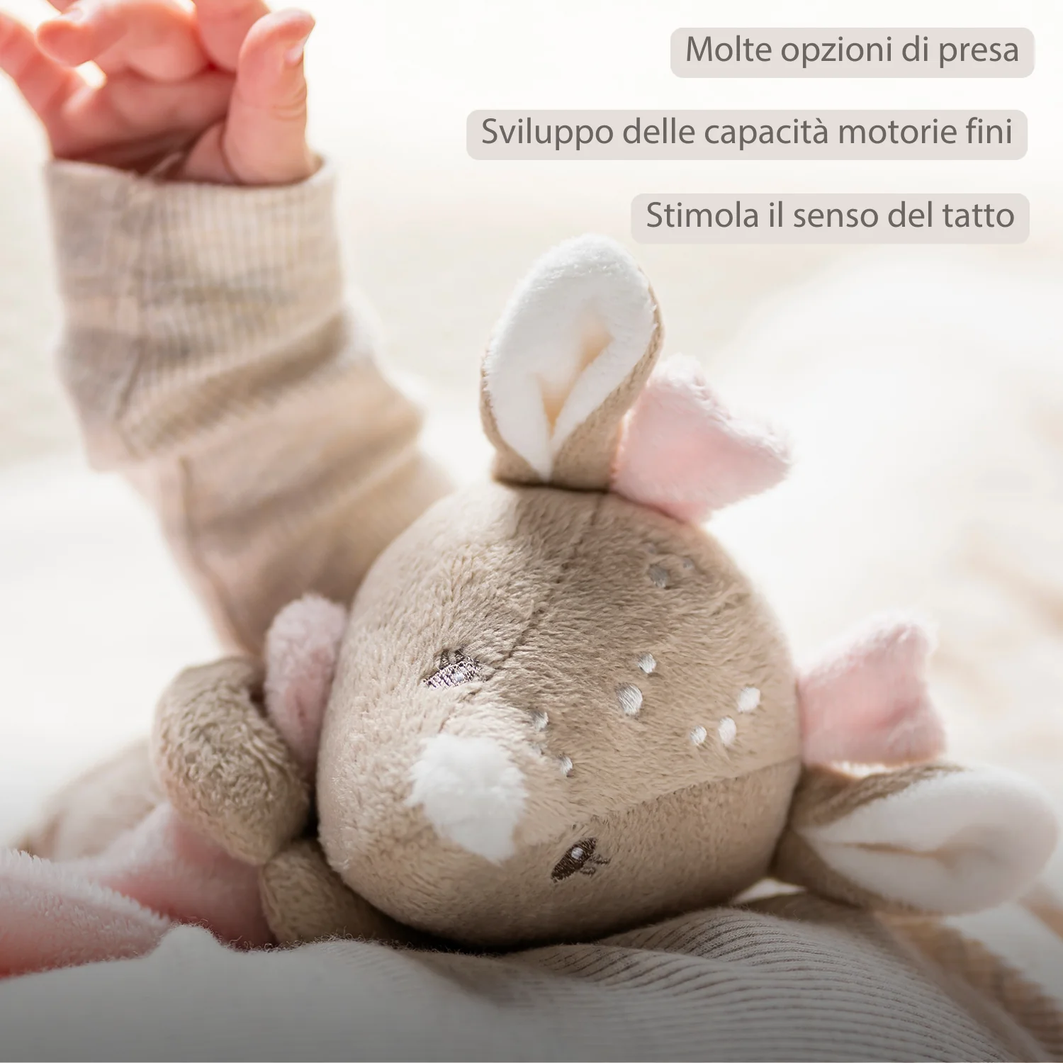 FanFan Baby Cuddle blanket - 65 x 40 cm - Doudou deer - Pink - Image 8