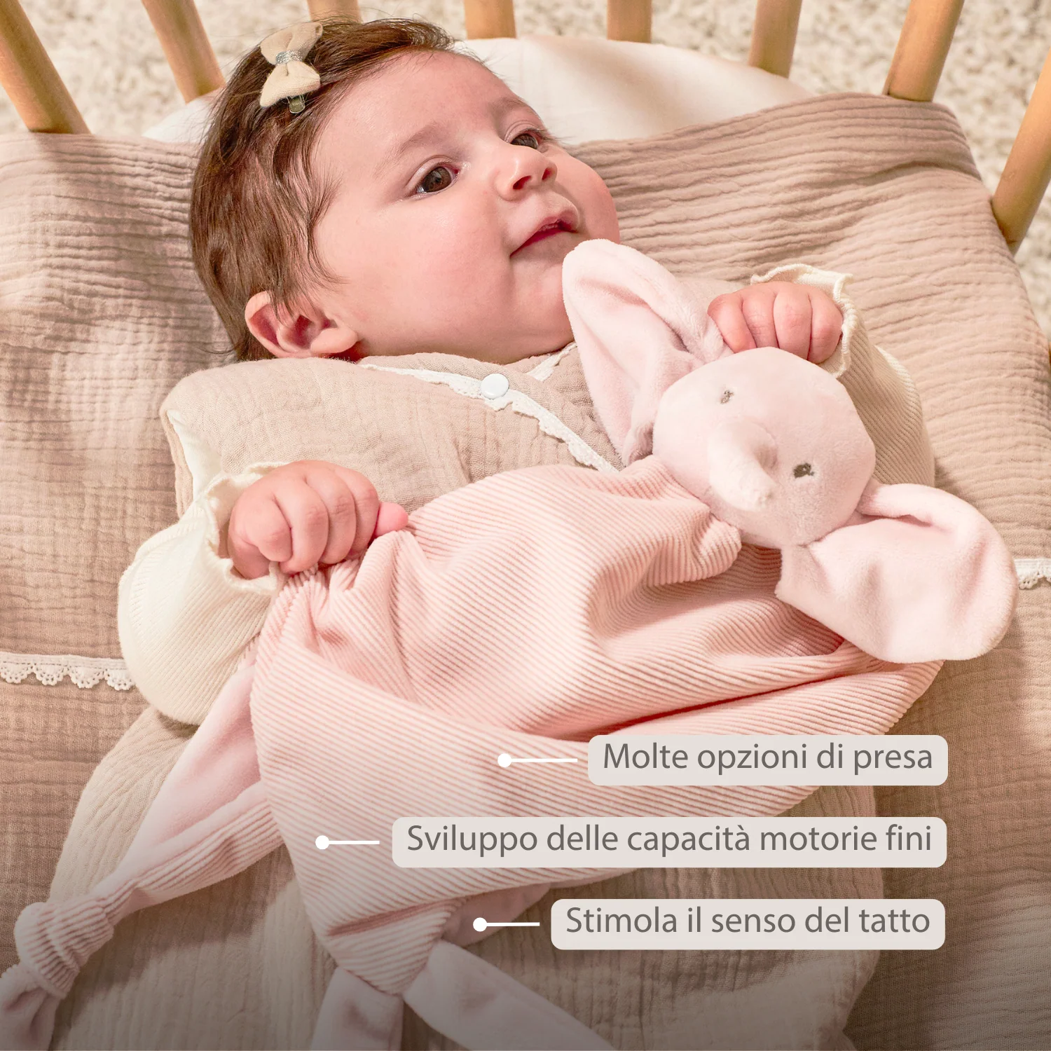 FanFan Baby Cuddle blanket - 65 x 40 cm - Doudou Elephant - Pink - Image 10