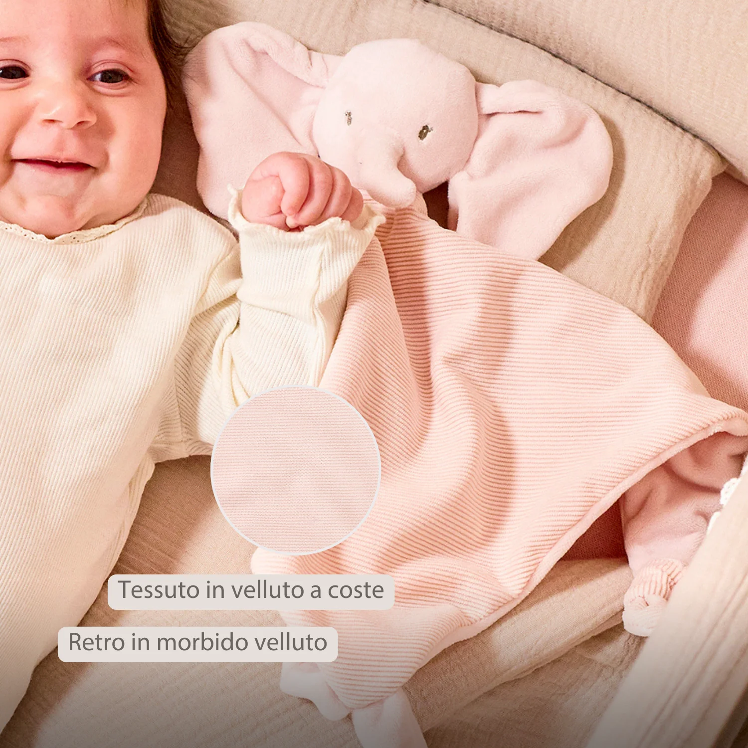FanFan Baby Cuddle blanket - 65 x 40 cm - Doudou Elephant - Pink - Image 12