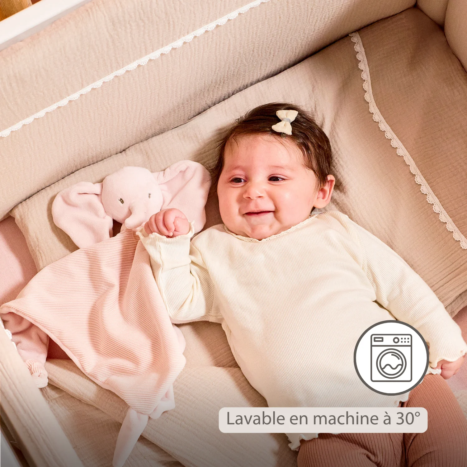 FanFan Baby Cuddle blanket - 65 x 40 cm - Doudou Elephant - Pink - Image 18
