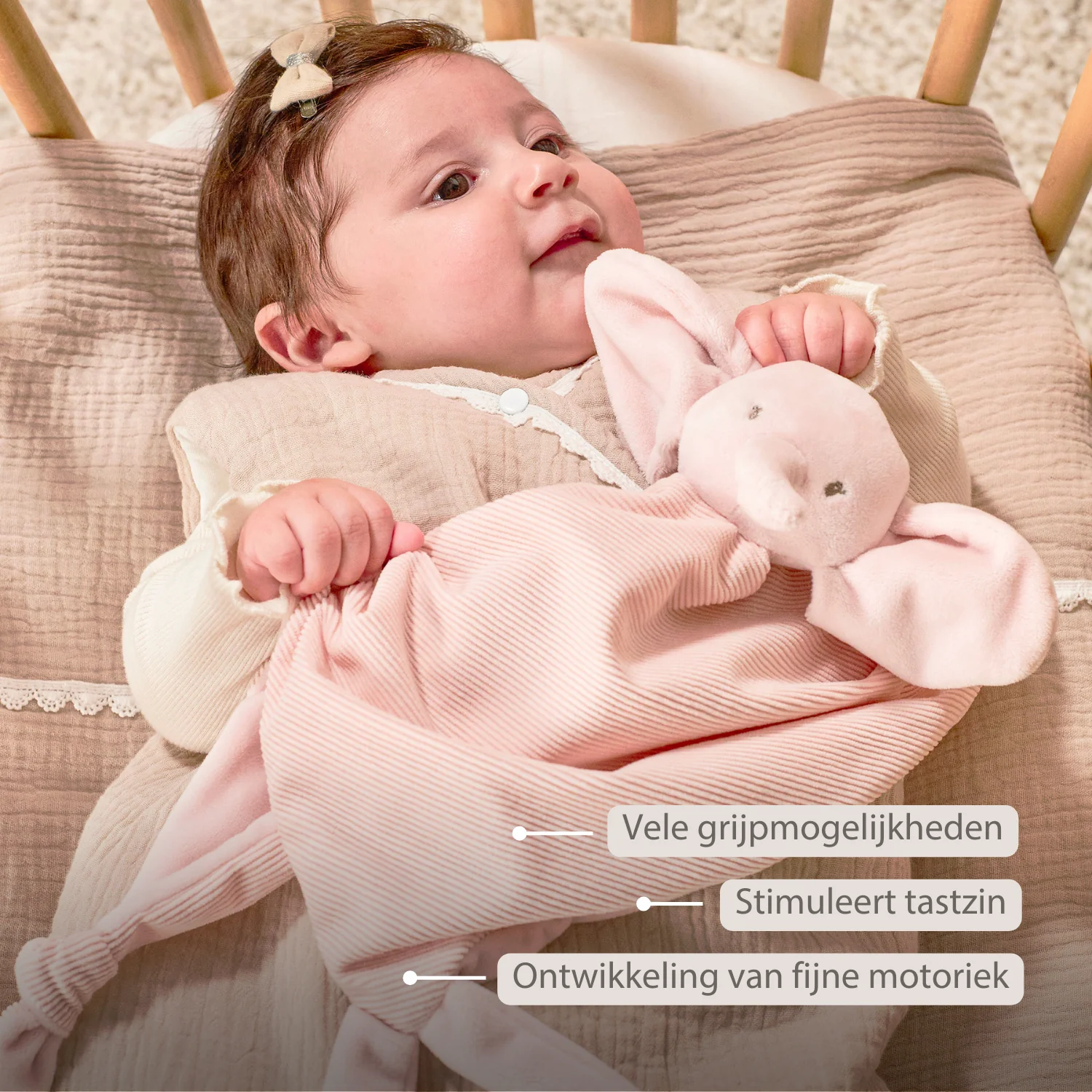 FanFan Baby Cuddle blanket - 65 x 40 cm - Doudou Elephant - Pink - Image 24
