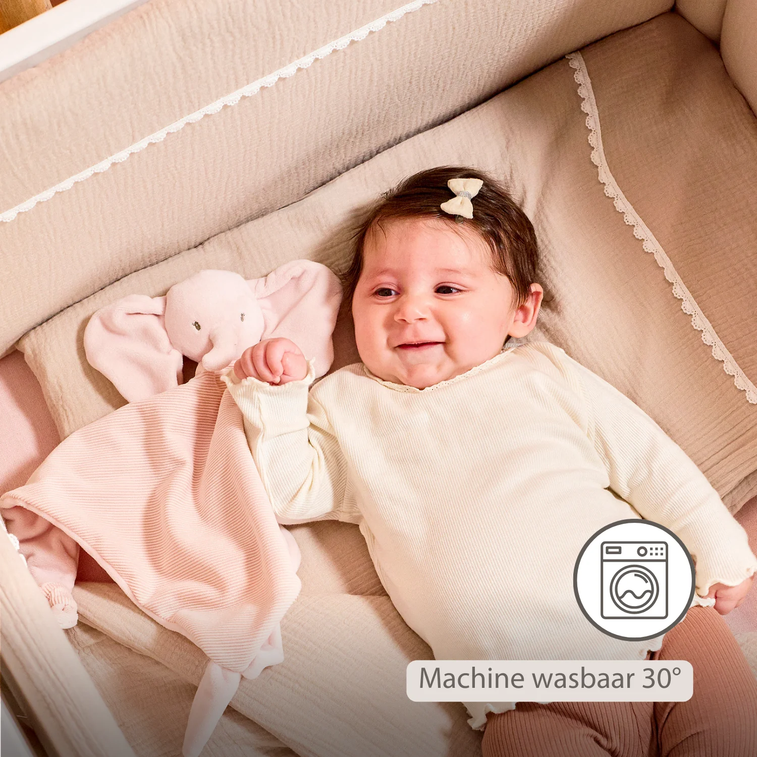 FanFan Baby Cuddle blanket - 65 x 40 cm - Doudou Elephant - Pink - Image 25
