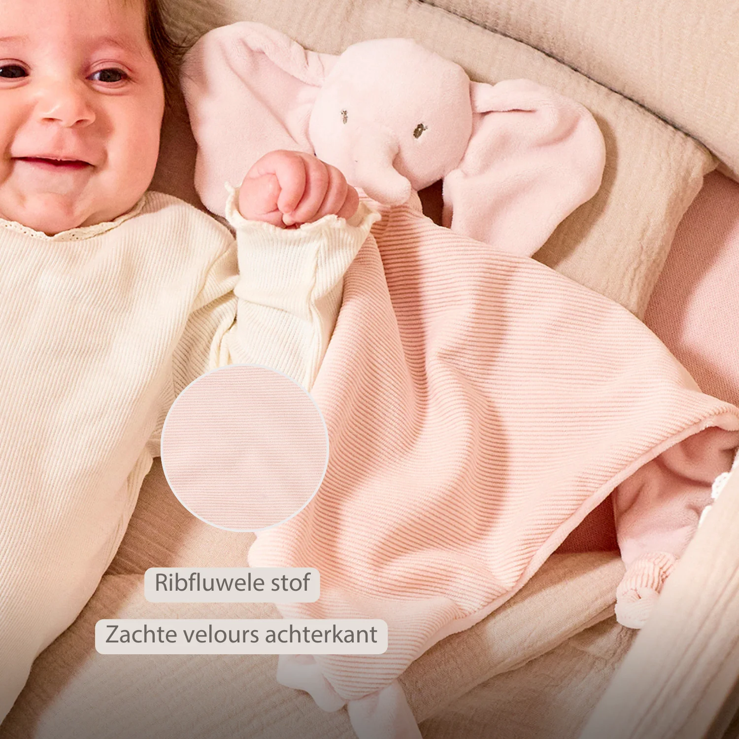 FanFan Baby Cuddle blanket - 65 x 40 cm - Doudou Elephant - Pink - Image 26
