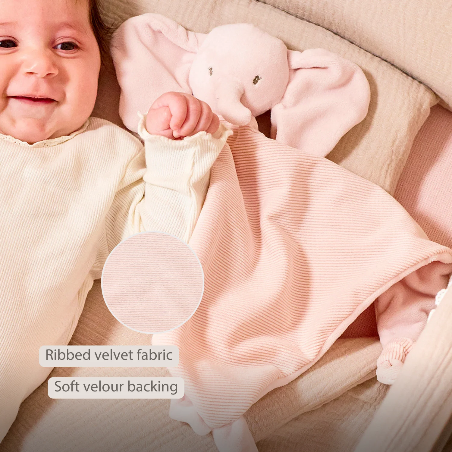 FanFan Baby Cuddle blanket - 65 x 40 cm - Doudou Elephant - Pink - Image 33