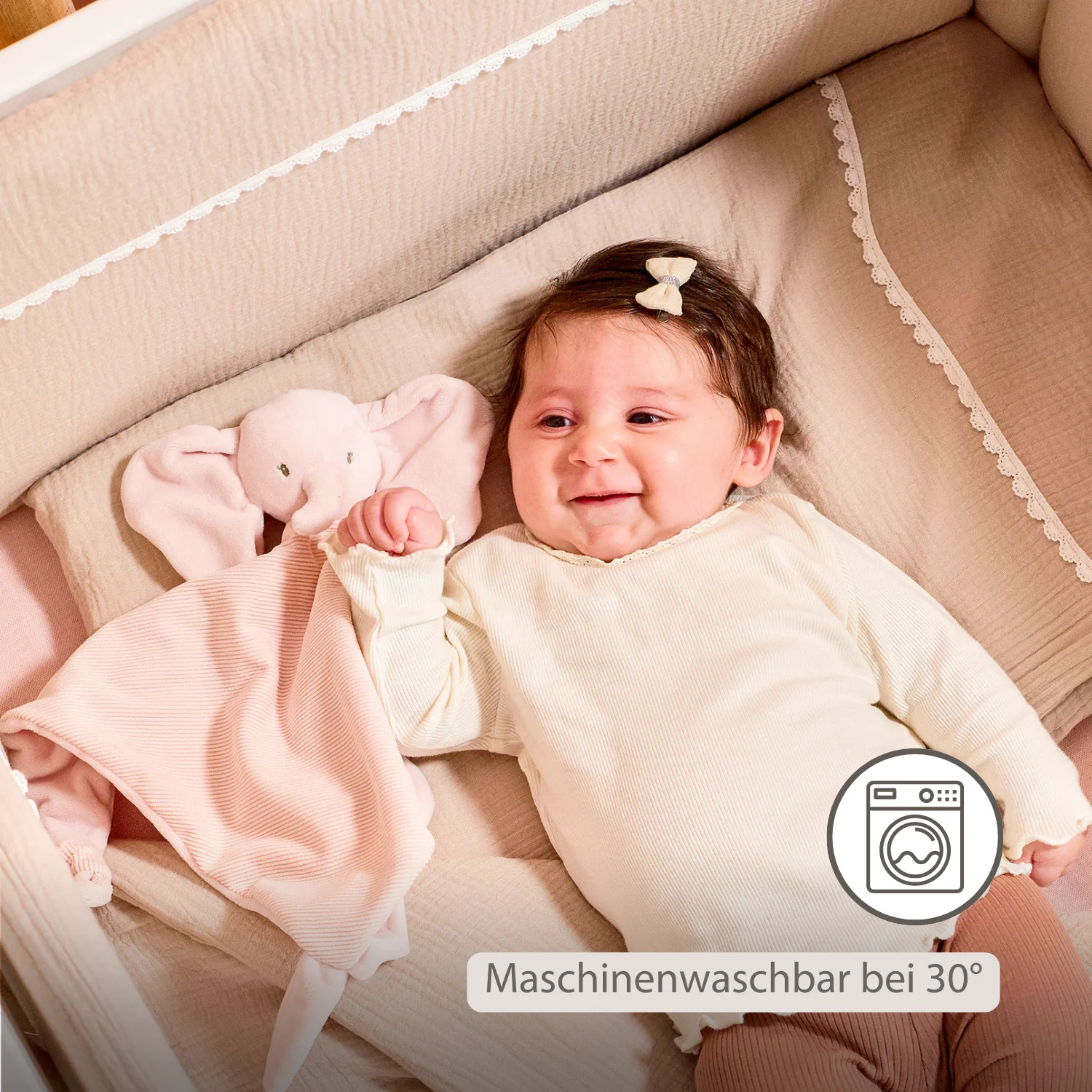 FanFan Baby Cuddle blanket - 65 x 40 cm - Doudou Elephant - Pink - Image 4