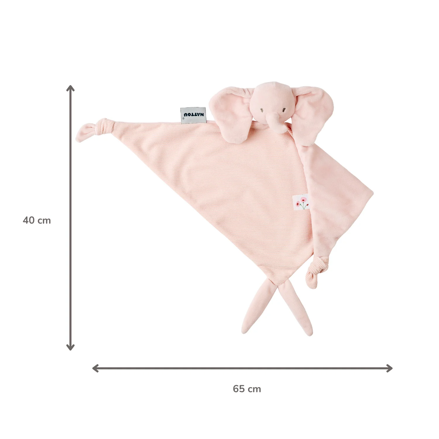 FanFan Baby Cuddle blanket - 65 x 40 cm - Doudou Elephant - Pink - Image 6