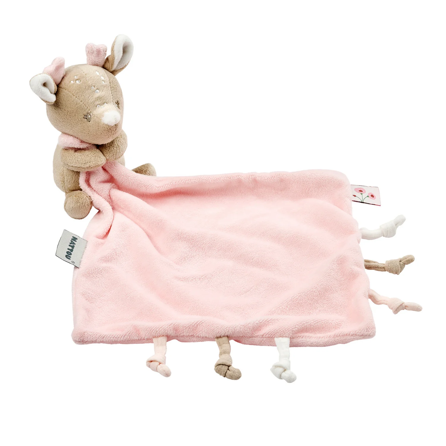 FanFan Baby Cuddle blanket with Cuddle - 27 x 27 cm - Doudou deer - Beige - Image 15